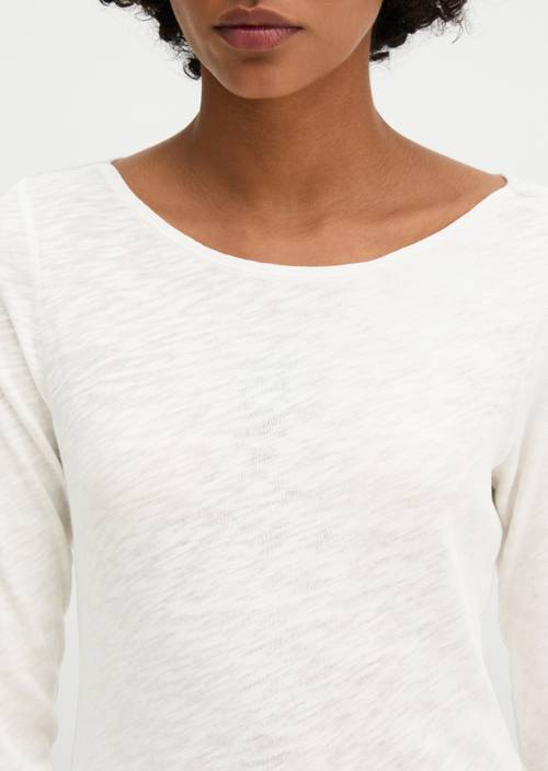 U-Boot-Longsleeve regular White Cotton in Detailansicht