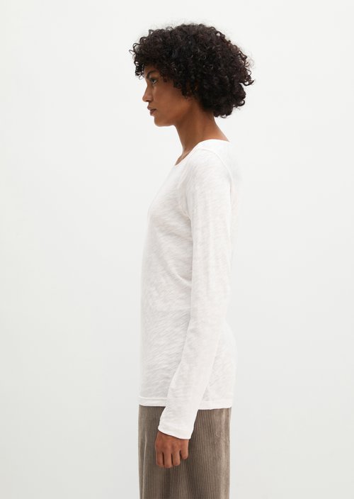 Submarine Long-Sleeve Shirt, Regular Fit — White Cotton