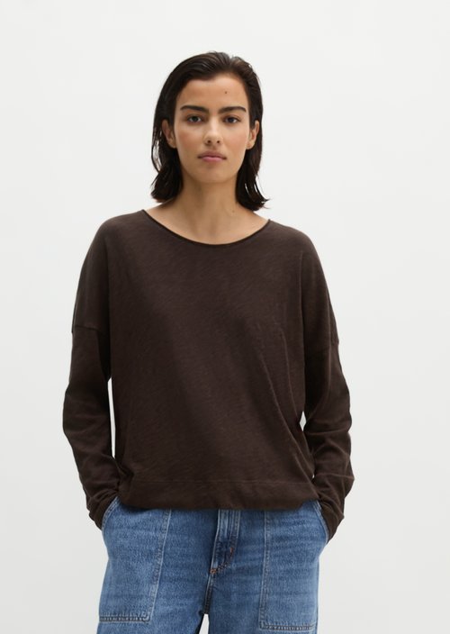 Oversized Submarine Long-Sleeve Shirt — Black Cherry