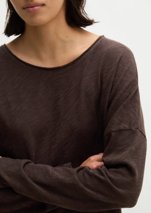 Oversized Submarine Long-Sleeve Shirt — Black Cherry