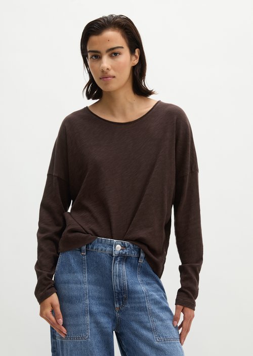 Oversized Submarine Long-Sleeve Shirt — Black Cherry