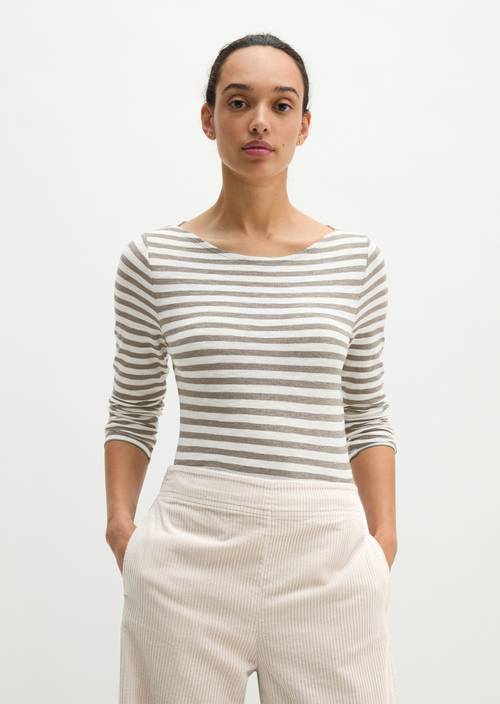 Regular striped longsleeve Medium Grey in front view