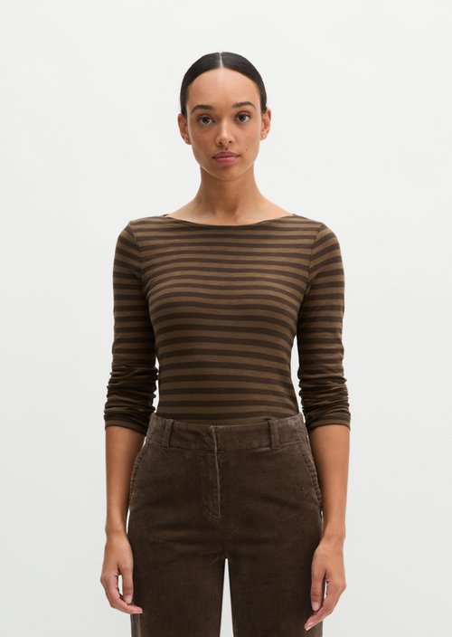 Regular striped longsleeve — Dark Brown