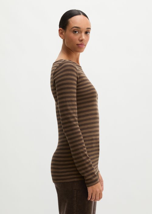 Regular striped longsleeve — Dark Brown