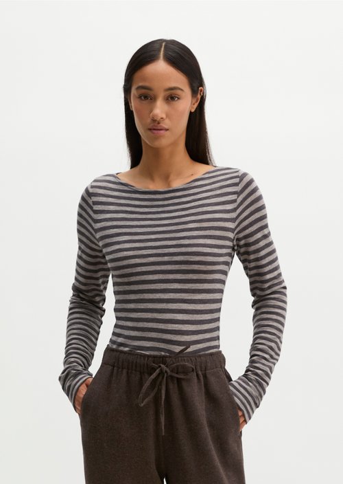 Regular striped longsleeve — Medium Brown