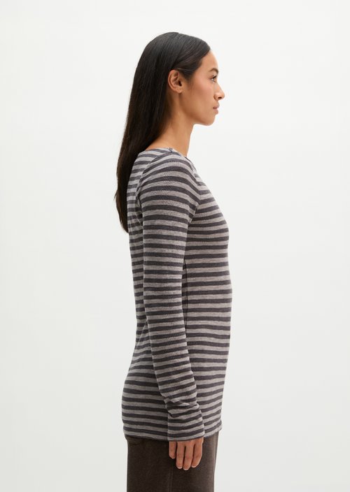 Regular striped longsleeve — Medium Brown