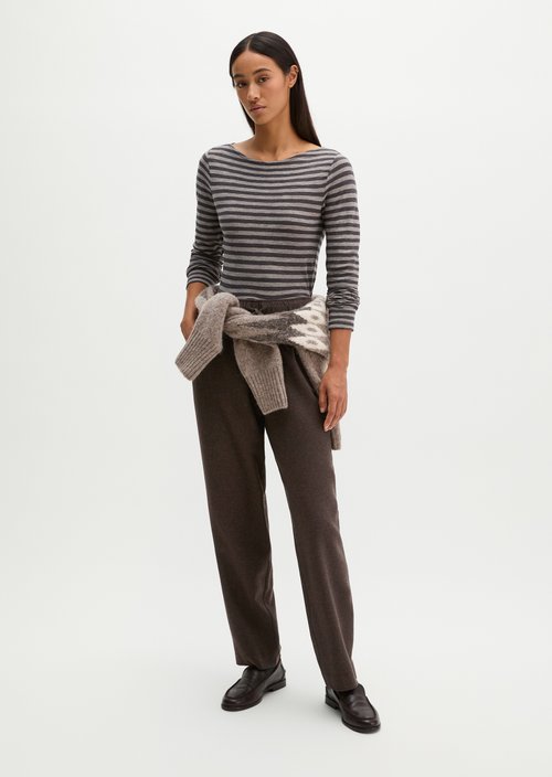 Regular striped longsleeve — Medium Brown
