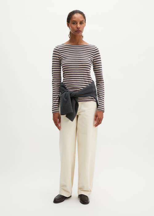 Regular striped longsleeve Light Beige in front view
