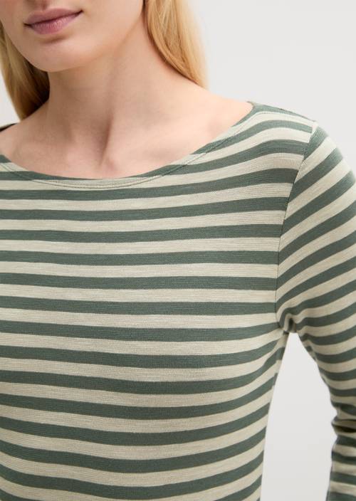 T-shirt long rayé regular Medium Green en vue détaillée
