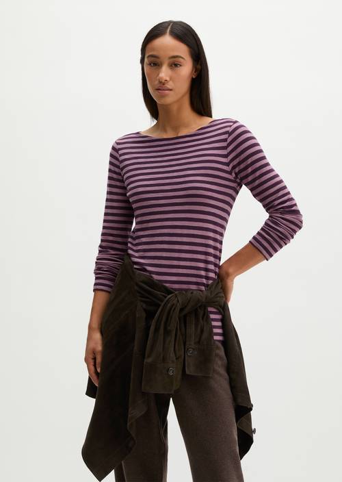 Gestreiftes Longsleeve regular Dark Purple in Frontalansicht