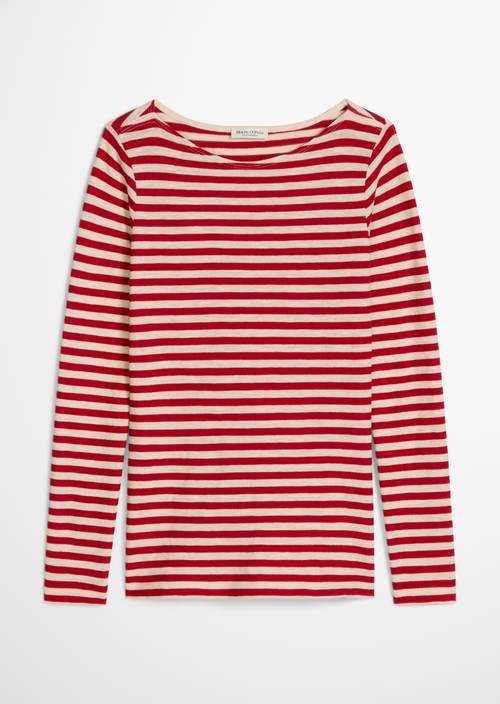 T-shirt long rayé regular Medium Red en vue isolée sans mannequin