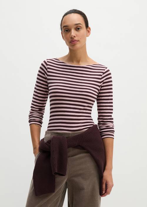 Gestreiftes Longsleeve regular Medium Pink in Frontalansicht