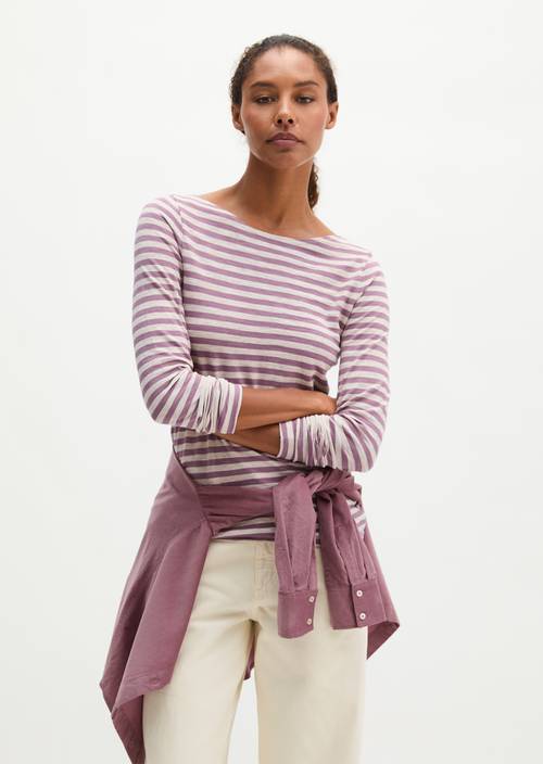 Regular striped longsleeve Light Pink in front view