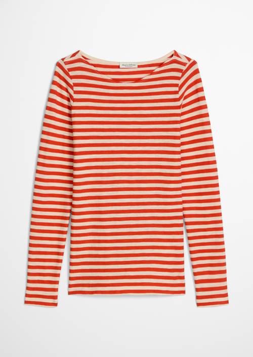 T-shirt long rayé regular Medium Orange en vue isolée sans mannequin
