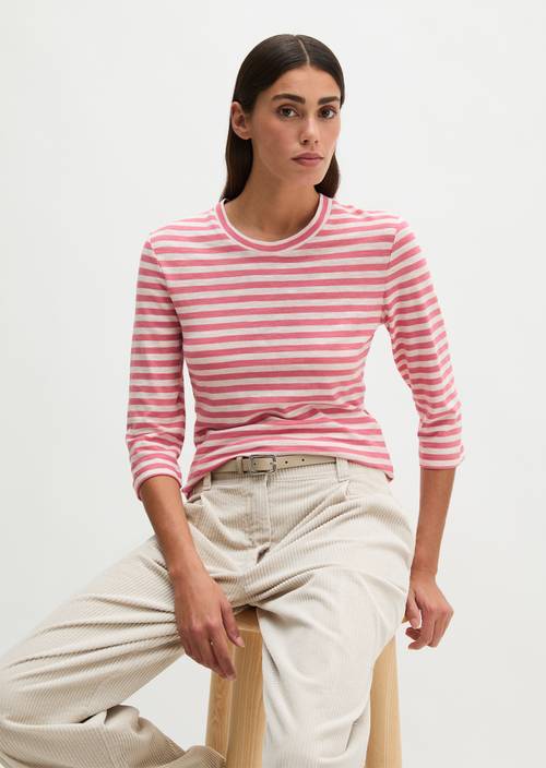 Regular striped T-shirt Medium Pink in front view