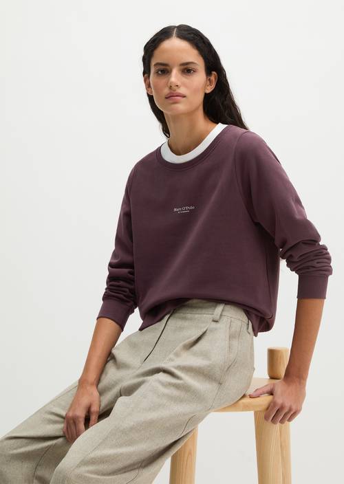 Relaxed-fit garment-dyed sweatshirt Black Cherry in front view