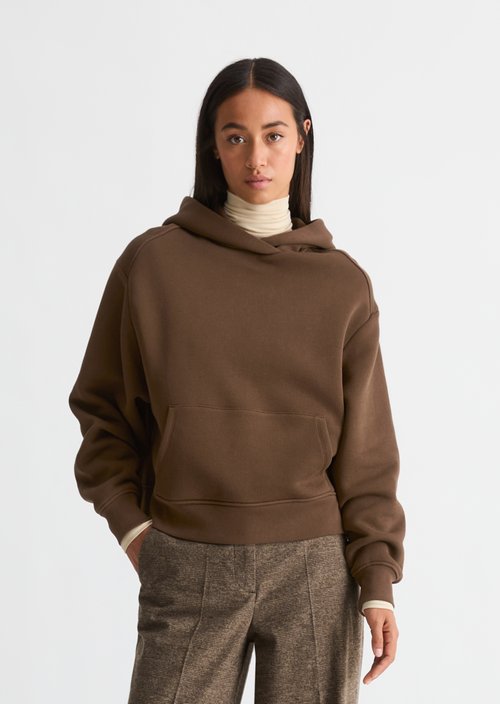 Relaxed-Fit Hooded Sweatshirt — Dark Walnut