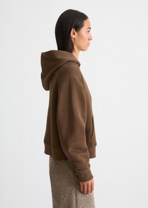 Relaxed-Fit Hooded Sweatshirt — Dark Walnut