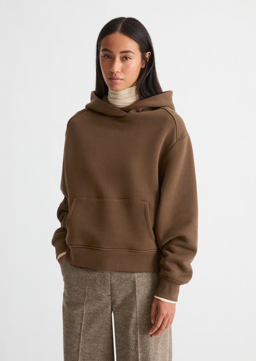 Relaxed-Fit Hooded Sweatshirt — Dark Walnut