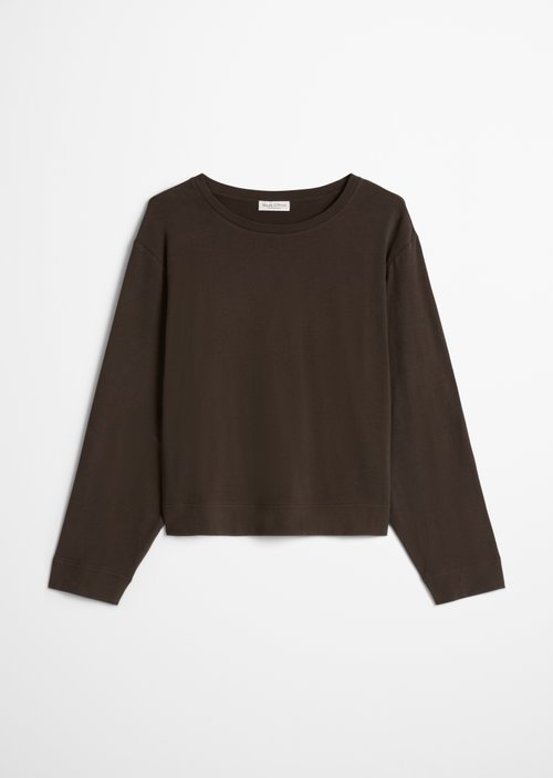 Oversized Cropped Long-Sleeve Top — Burnt Coffee