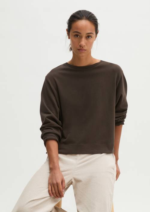Oversize Longsleeve cropped Burnt Coffee in Frontalansicht