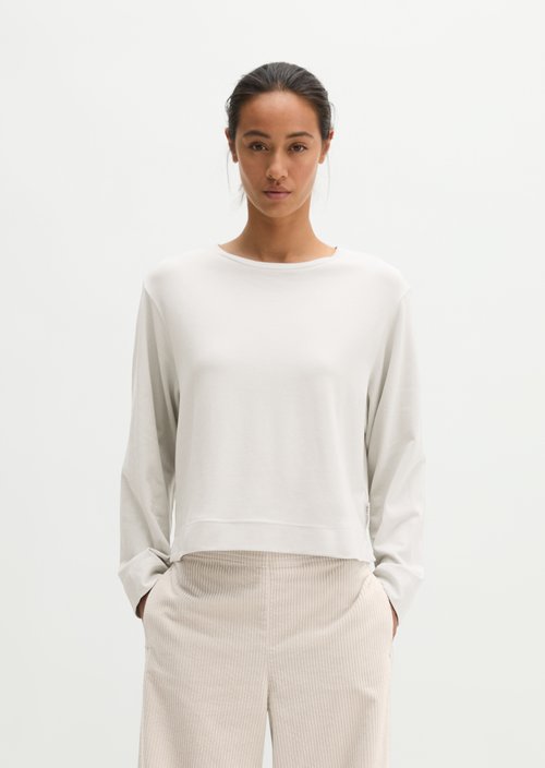 Oversized Cropped Long-Sleeve Top — Frosty Blue
