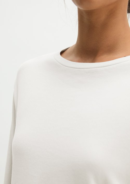 Oversized Cropped Long-Sleeve Top — Frosty Blue