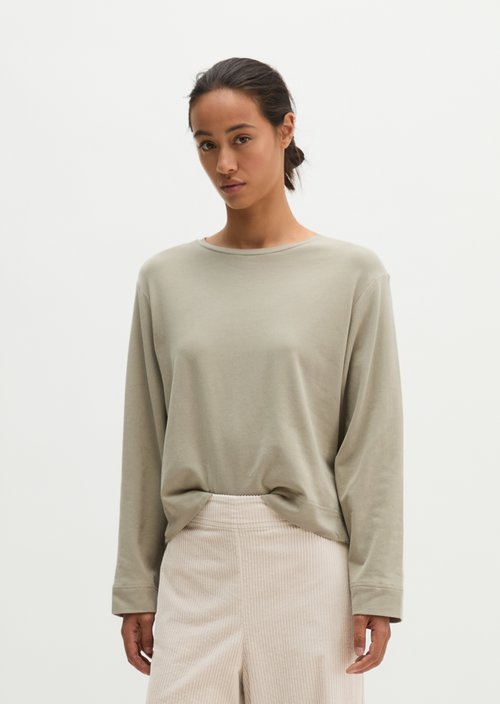 Oversized Cropped Long-Sleeve Top — Smooth Sage