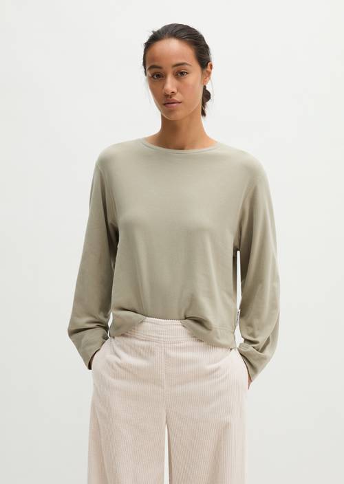 Oversize Longsleeve cropped Smooth Sage in Frontalansicht