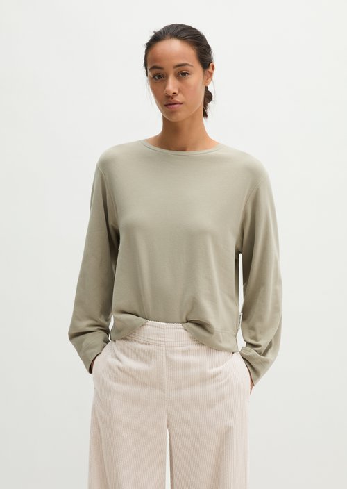 Oversized Cropped Long-Sleeve Top — Smooth Sage
