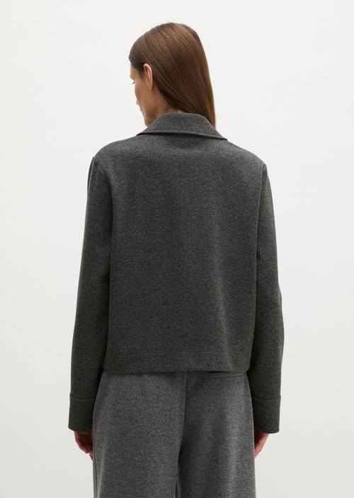 Cropped tweed jersey blazer — Dark Grey