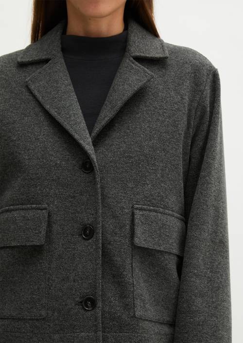 Cropped tweed jersey blazer Dark Grey in detail view