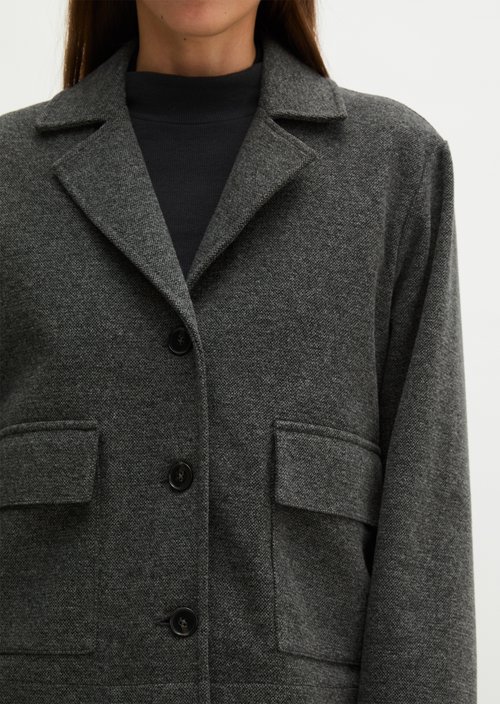 Cropped tweed jersey blazer — Dark Grey