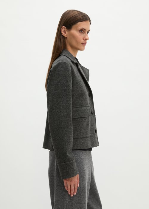 Cropped tweed jersey blazer — Dark Grey