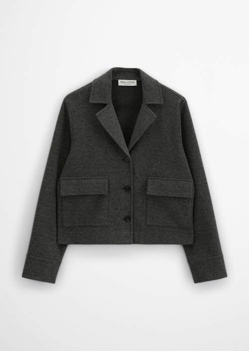 Cropped tweed jersey blazer — Dark Grey