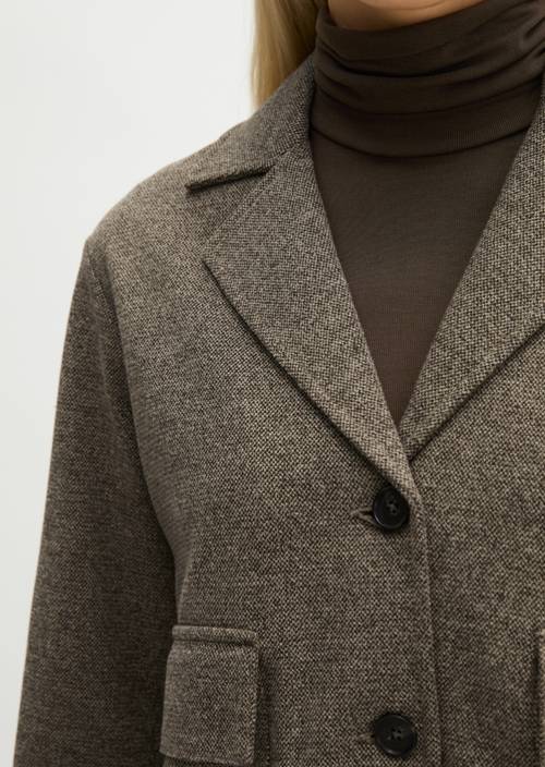 Tweed-Jerseyblazer cropped Dark Brown in Detailansicht