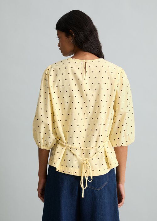 Seersucker Blouse, Regular Fit — Light Yellow