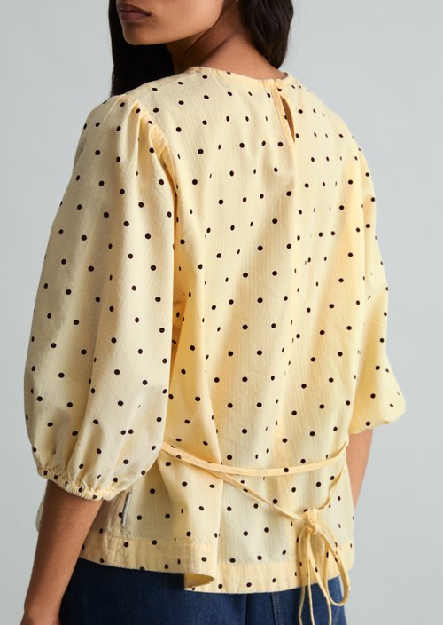 Seersucker Blouse, Regular Fit — Light Yellow