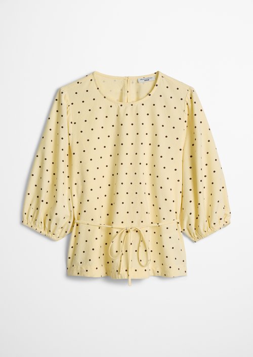 Seersucker Blouse, Regular Fit — Light Yellow
