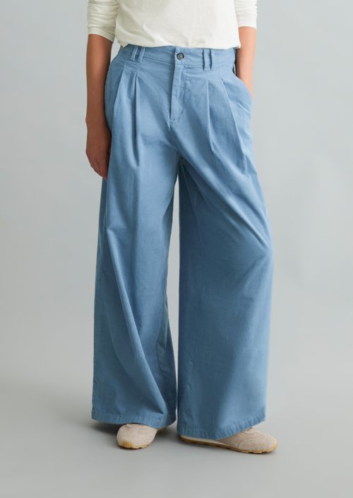 Wide-Leg Pleated Corduroy Pants — Fall Sky