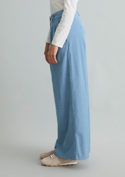 Wide-Leg Pleated Corduroy Pants — Fall Sky