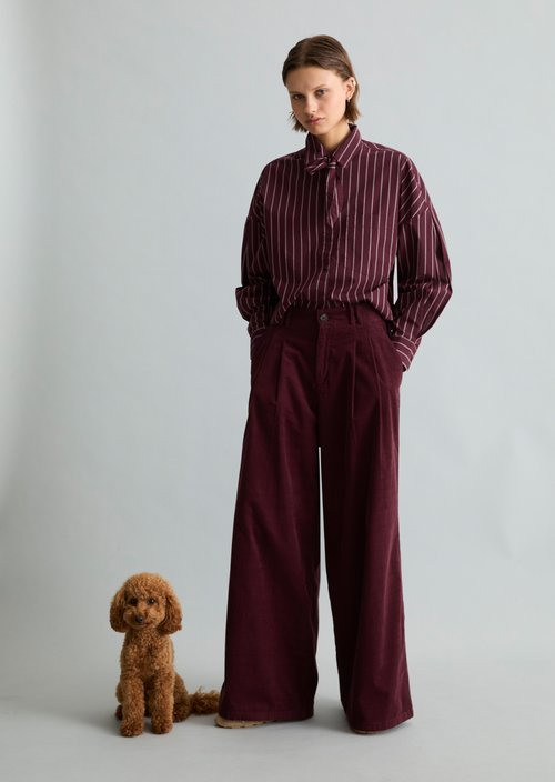 Wide-Leg Pleated Corduroy Pants — Mahagony Jam