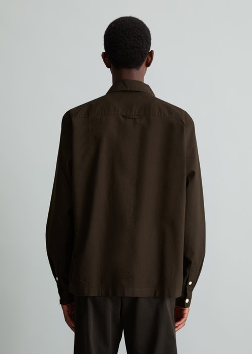 Boxy Oxford Shirt — Dark Brown