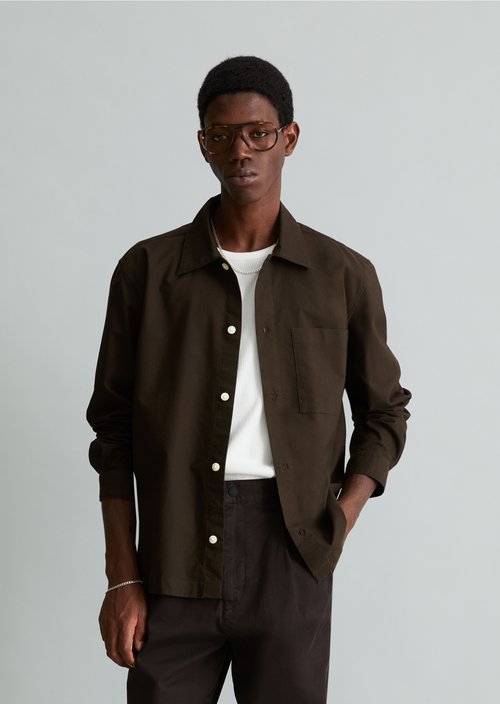 Boxy Oxford Shirt — Dark Brown