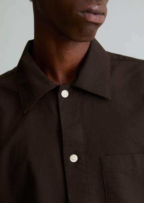 Boxy Oxford Shirt — Dark Brown
