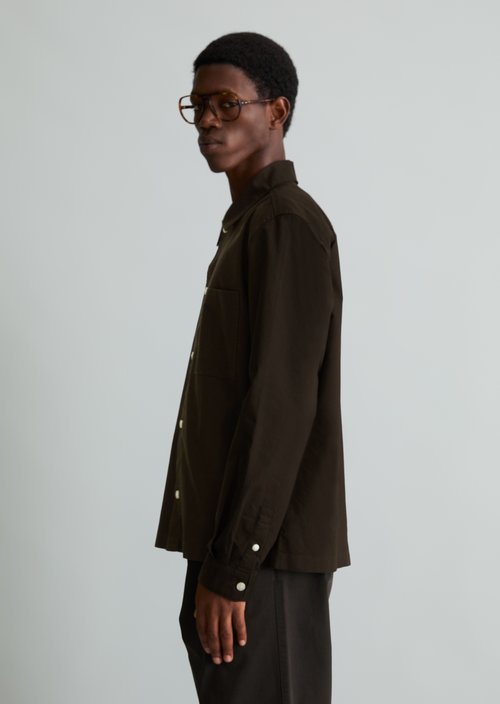 Boxy Oxford Shirt — Dark Brown