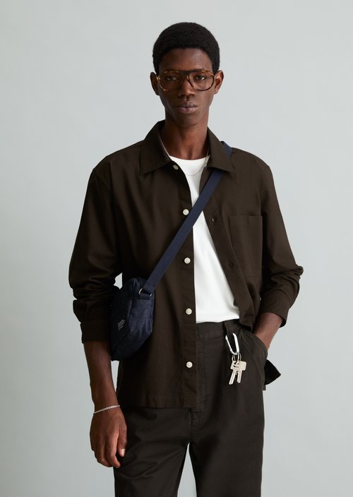 Boxy Oxford Shirt — Dark Brown