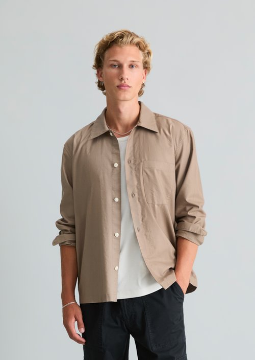 Boxy Oxford Shirt — Light Brown