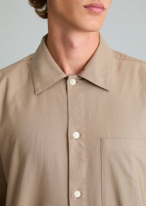 Boxy Oxford Shirt — Light Brown