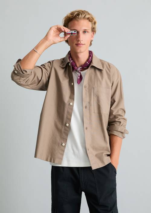 Oxford-Hemd boxy Light Brown in Frontalansicht